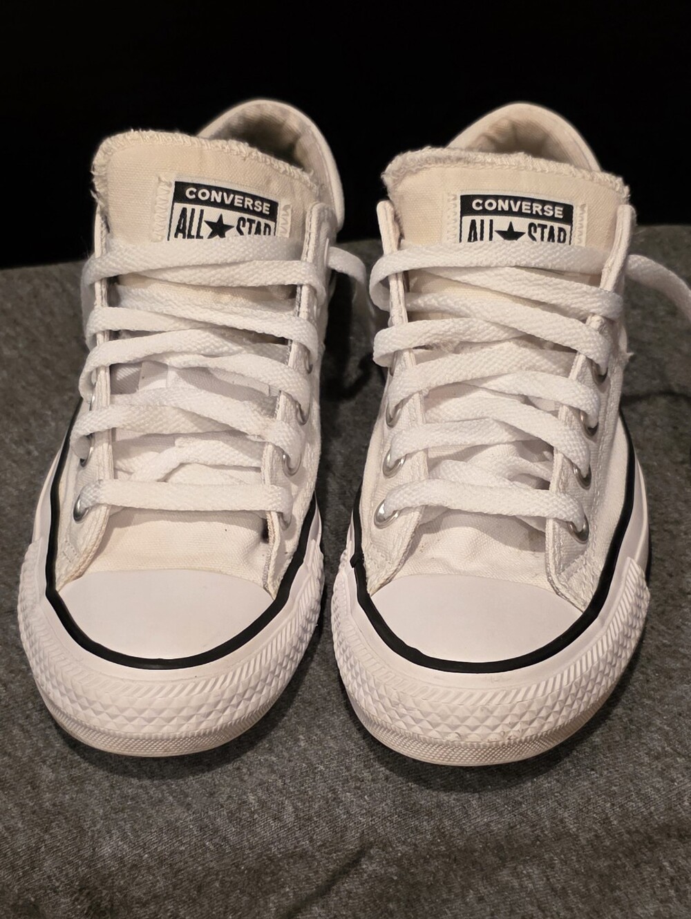 Converse All Star White Canvas Low-Top Sneakers with Black Trim